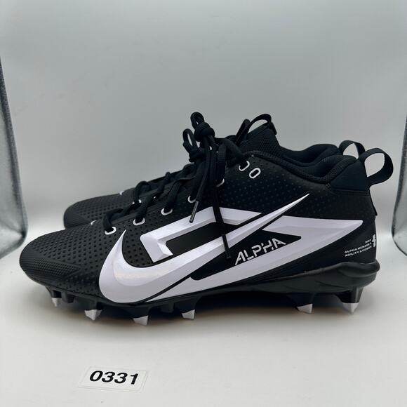 NIKE Men's 14 WIDE Alpha Menace 4 Football Cleats Black/White HM8435-001 - Picture 5 of 7
